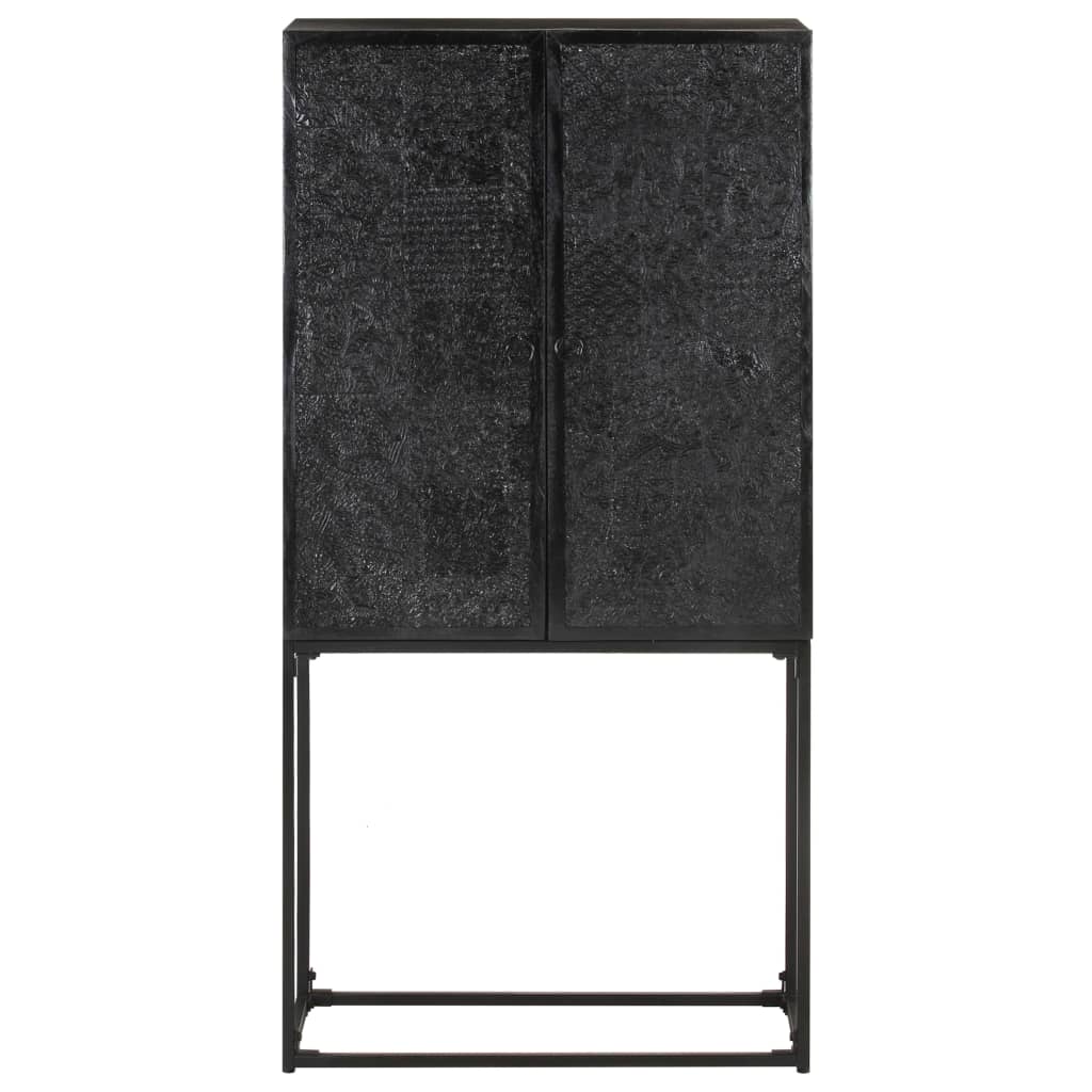 Sideboard Schwarz 60x30x120 cm Massivholz Akazie und Mango