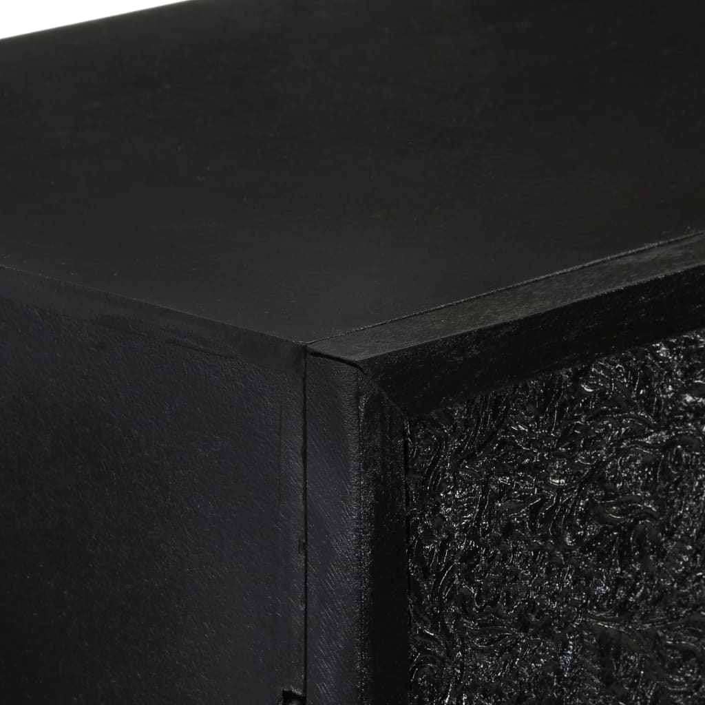 Sideboard Schwarz 60x30x120 cm Massivholz Akazie und Mango