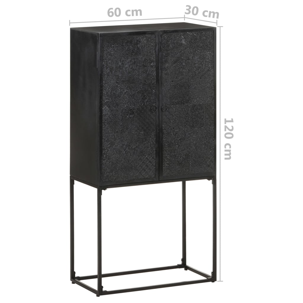 Sideboard Schwarz 60x30x120 cm Massivholz Akazie und Mango