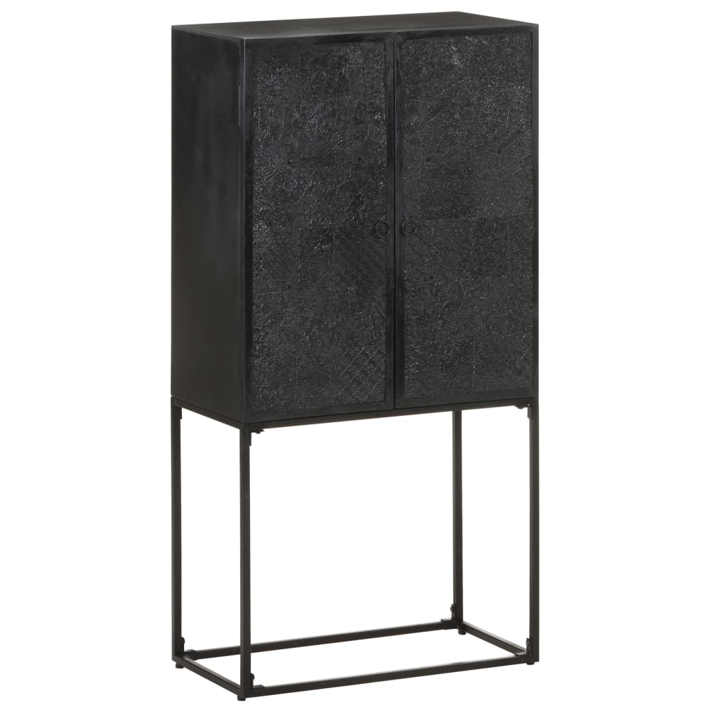 Sideboard Schwarz 60x30x120 cm Massivholz Akazie und Mango