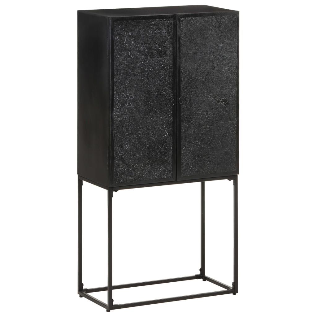 Sideboard Schwarz 60x30x120 cm Massivholz Akazie und Mango