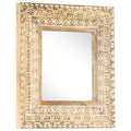 Spiegel Handgeschnitzt 50x50x2,6 cm Massivholz Mango