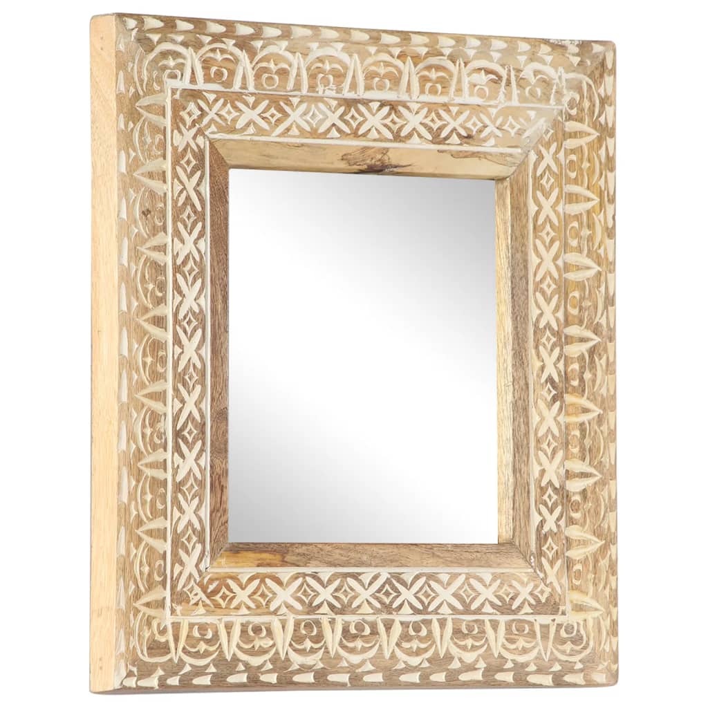 Spiegel Handgeschnitzt 50x50x2,6 cm Massivholz Mango