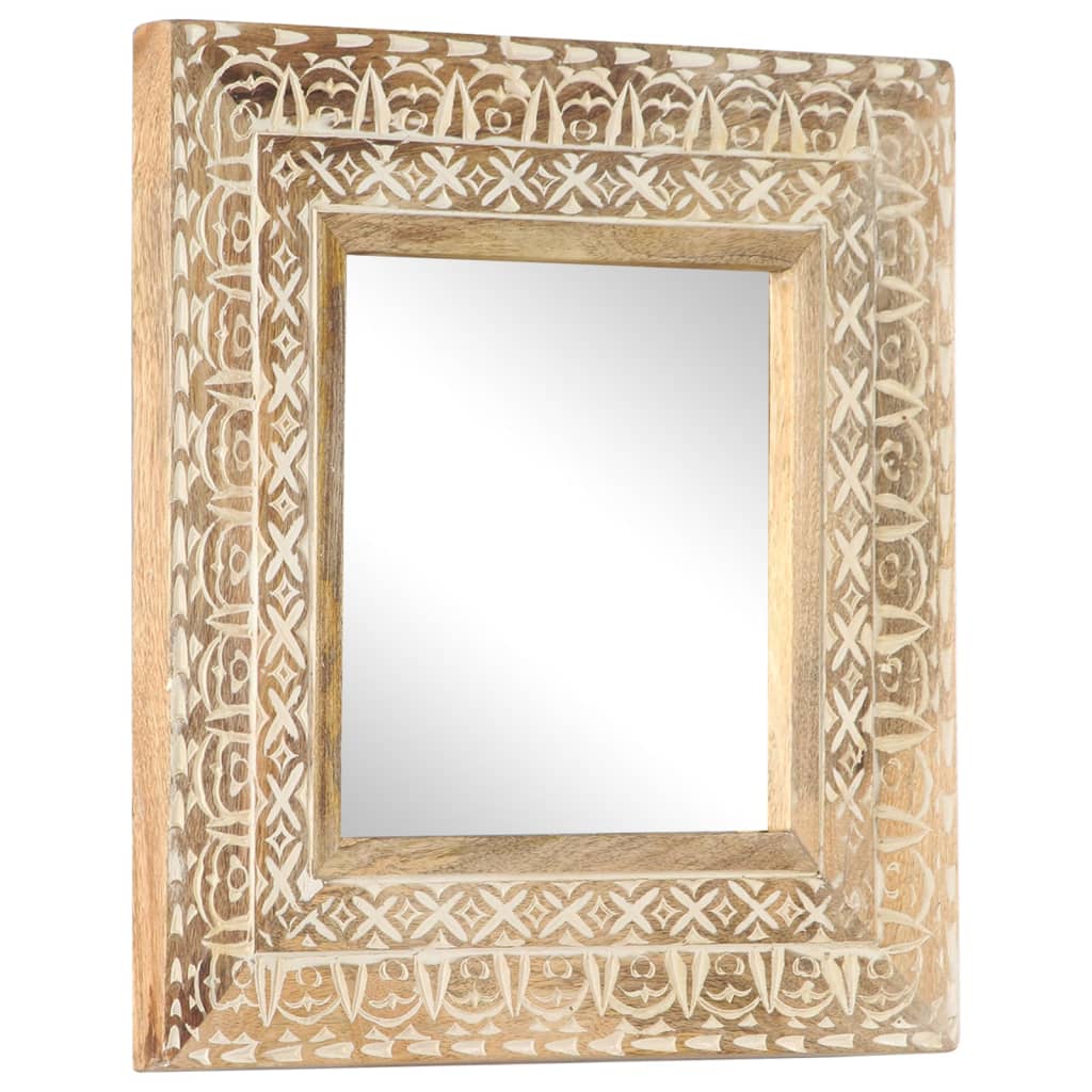 Spiegel Handgeschnitzt 50x50x2,6 cm Massivholz Mango