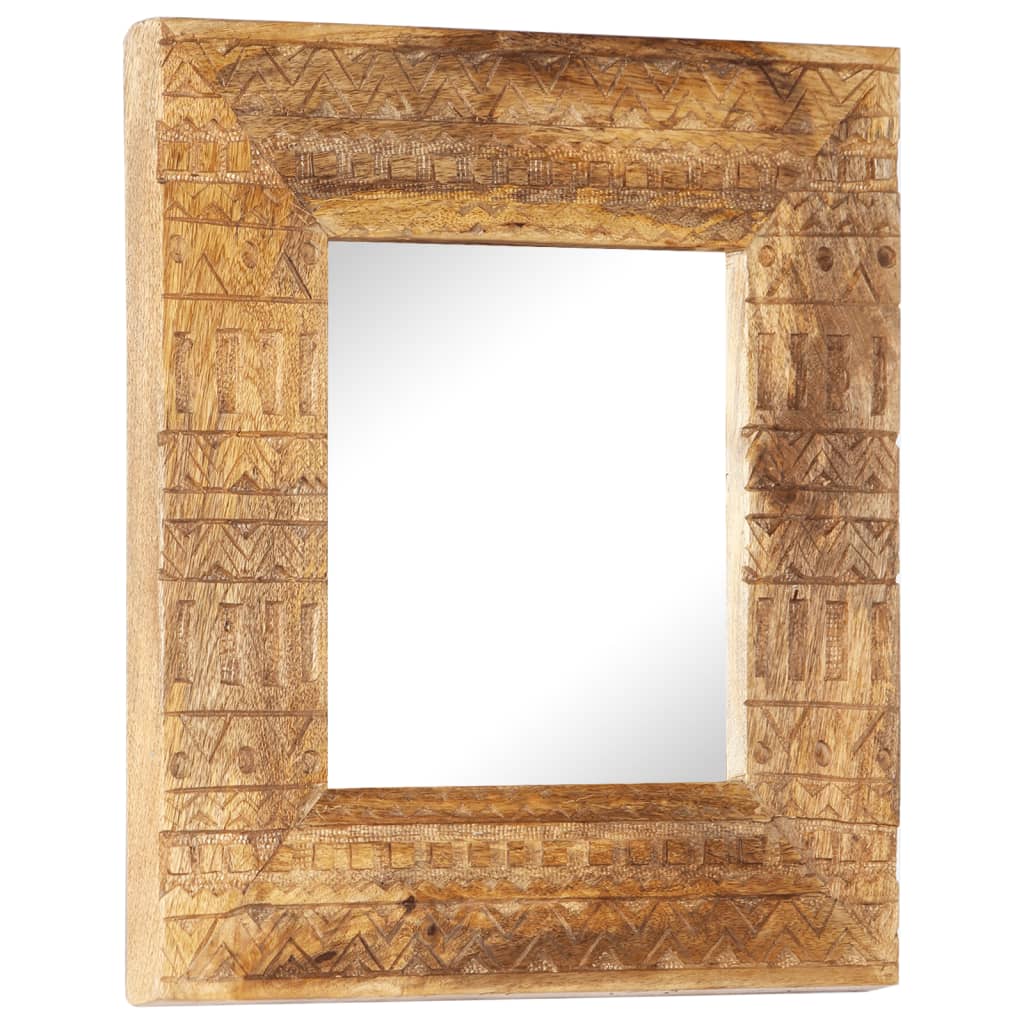 Handgeschnitzter Spiegel 50x50x2,5 cm Massivholz Mango
