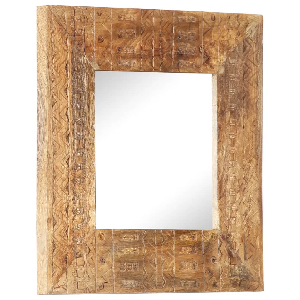 Handgeschnitzter Spiegel 50x50x2,5 cm Massivholz Mango