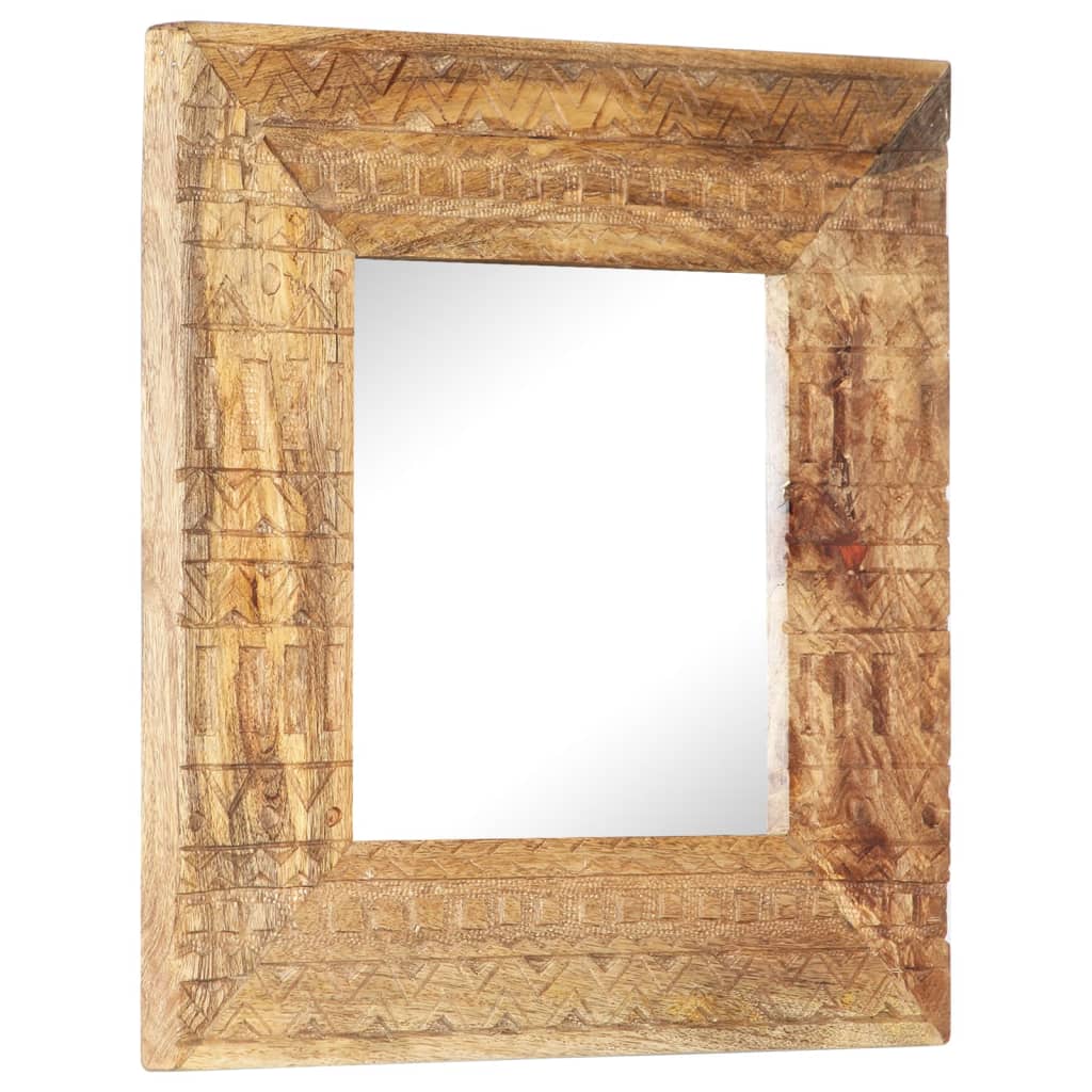 Handgeschnitzter Spiegel 50x50x2,5 cm Massivholz Mango