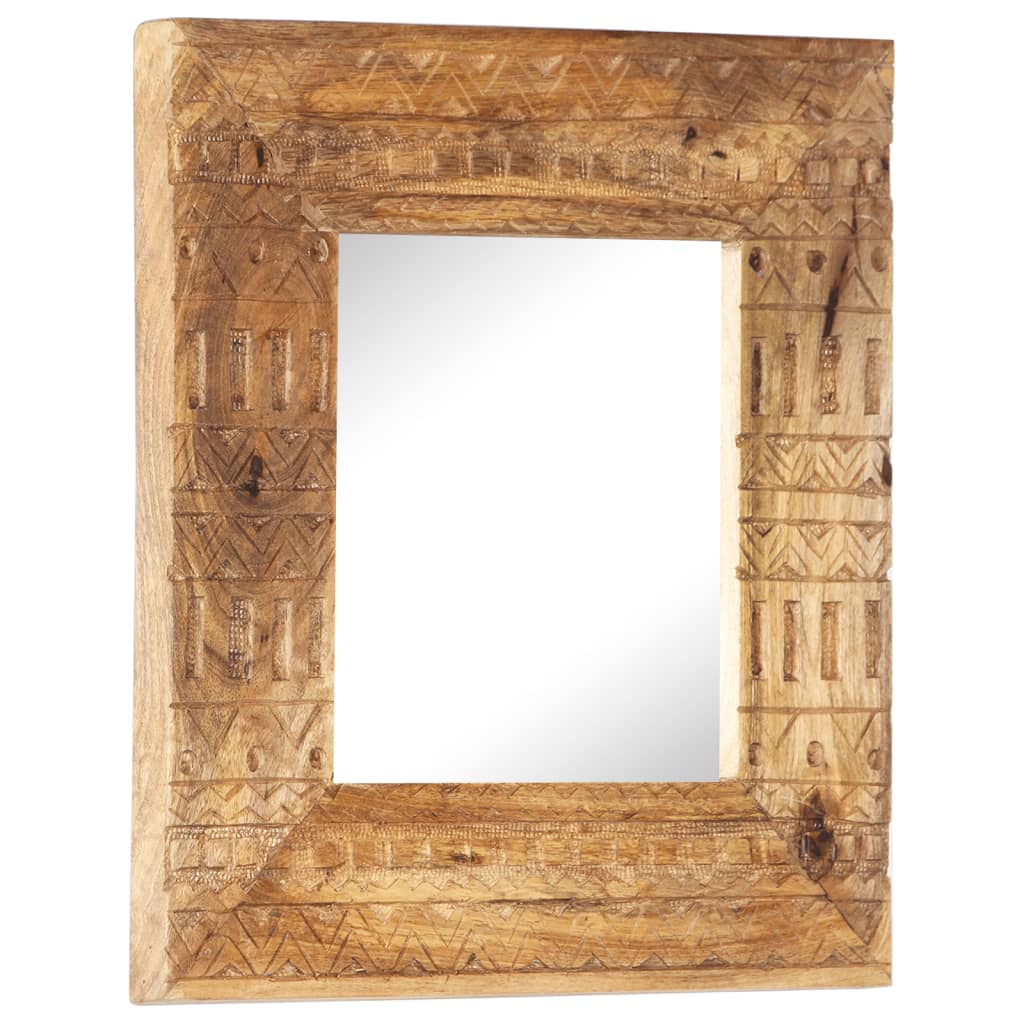 Handgeschnitzter Spiegel 50x50x2,5 cm Massivholz Mango