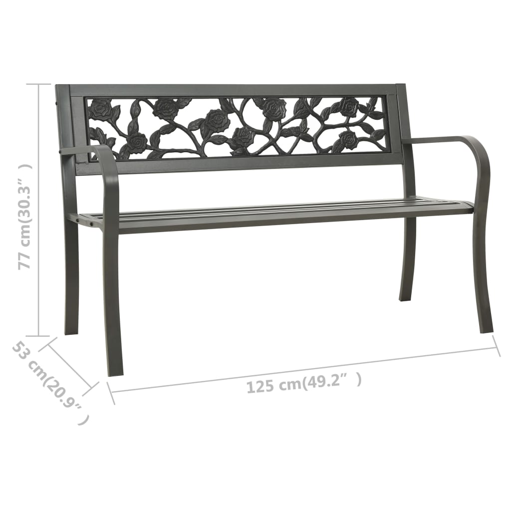 Gartenbank 125 cm Stahl Grau