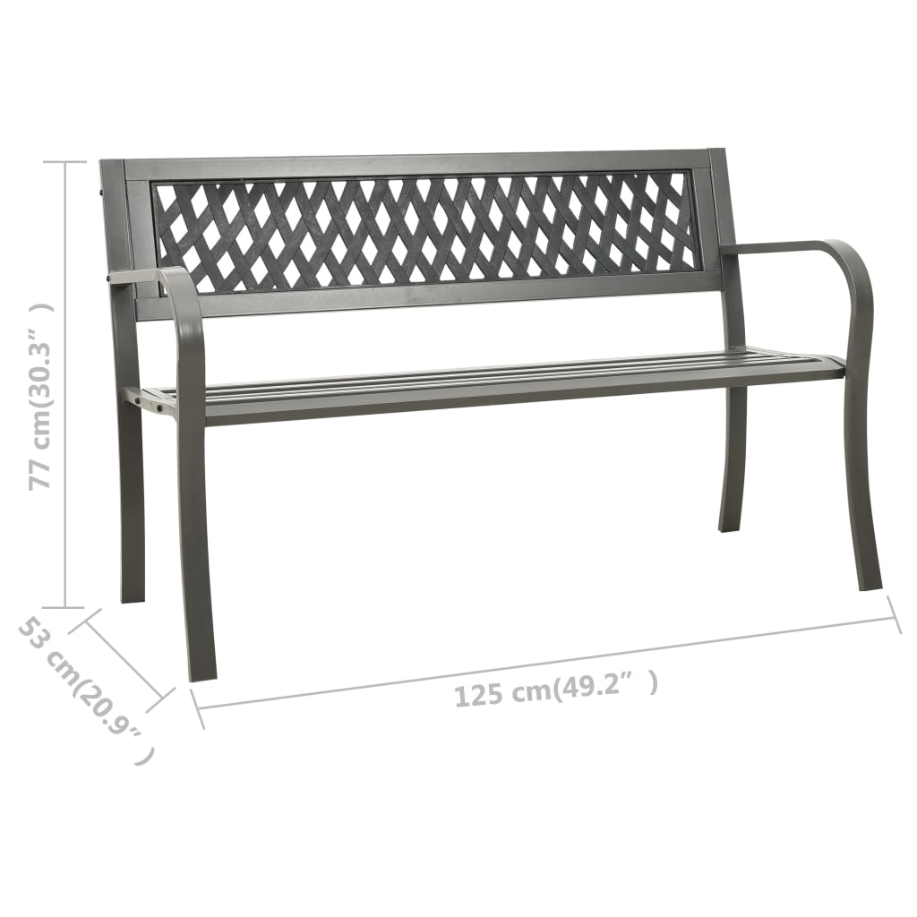Gartenbank 125 cm Stahl Grau