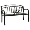 Gartenbank mit Tisch 125 cm Stahl Schwarz