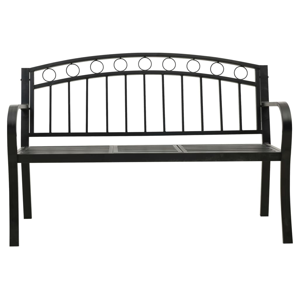 Gartenbank mit Tisch 125 cm Stahl Schwarz