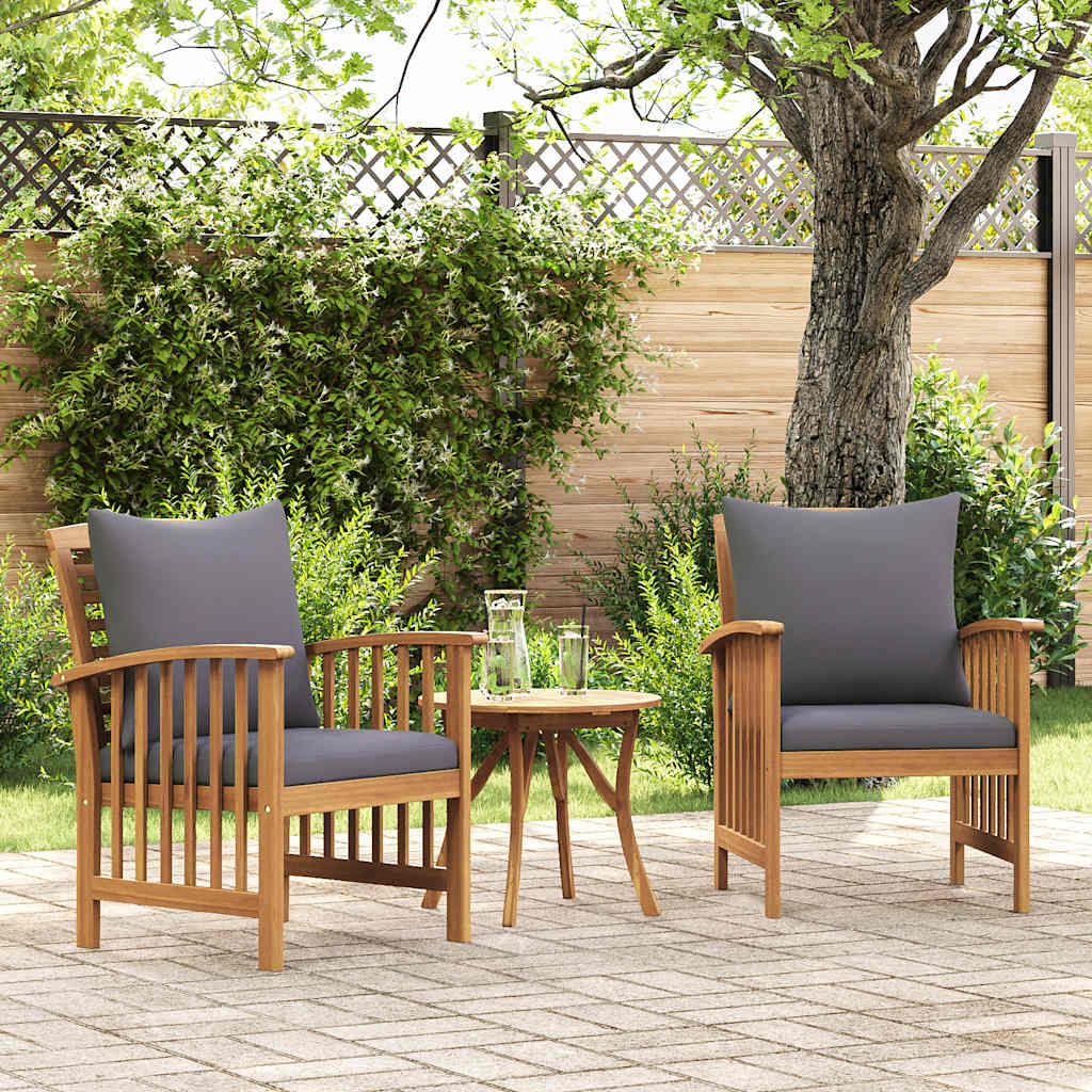 Gartenstühle mit Kissen 2 Stk. Akazie Massivholz