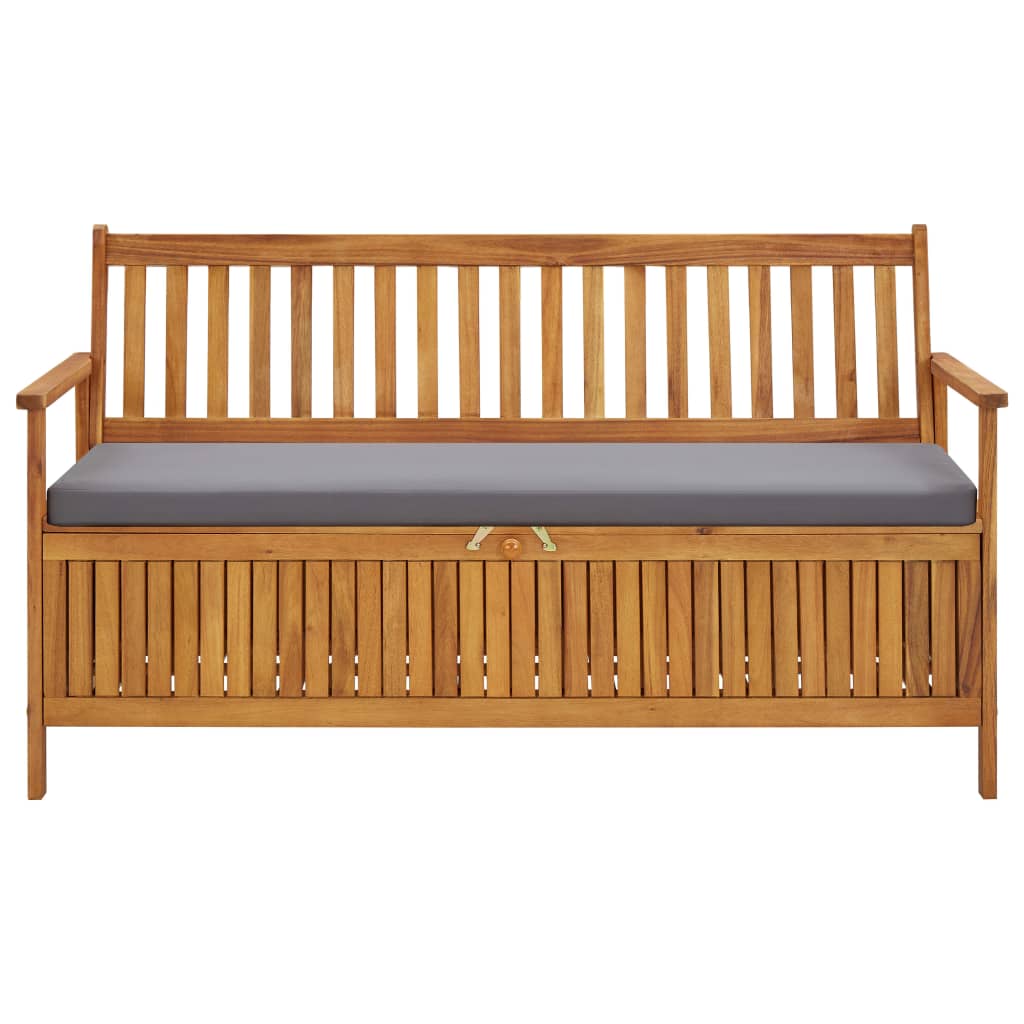 Gartenbank mit Stauraum und Auflage 148 cm Massivholz Akazie