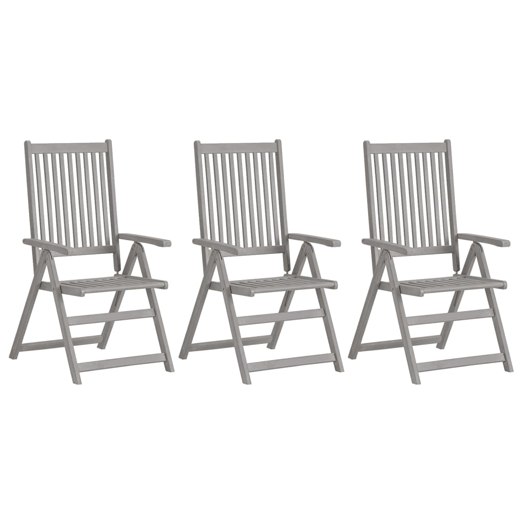 Verstellbare Gartenstühle 3 Stk. Grau Massivholz Akazie