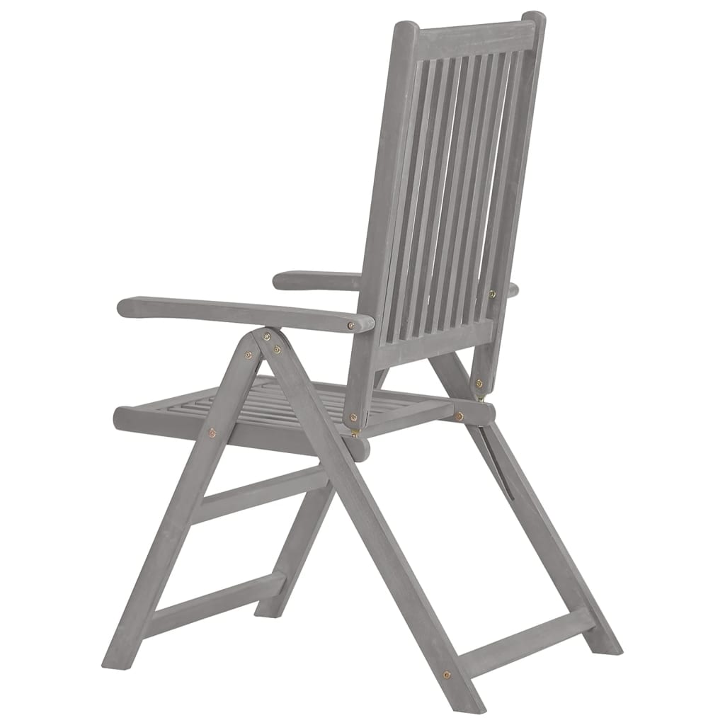 Verstellbare Gartenstühle 3 Stk. Grau Massivholz Akazie