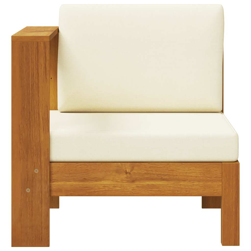 Mittelsofa mit 1 Armlehne Cremeweiß Massivholz Akazie
