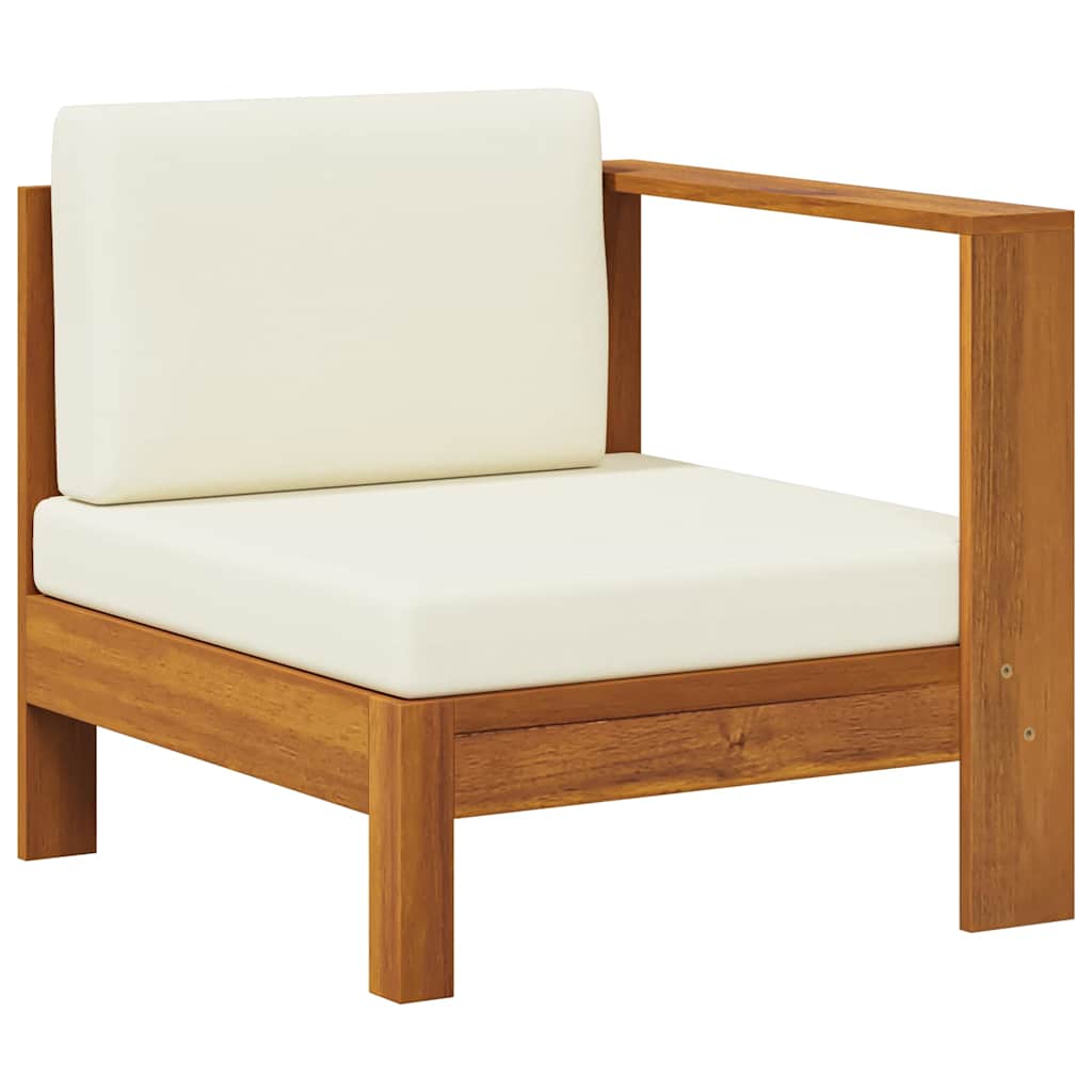 Mittelsofa mit 1 Armlehne Cremeweiß Massivholz Akazie