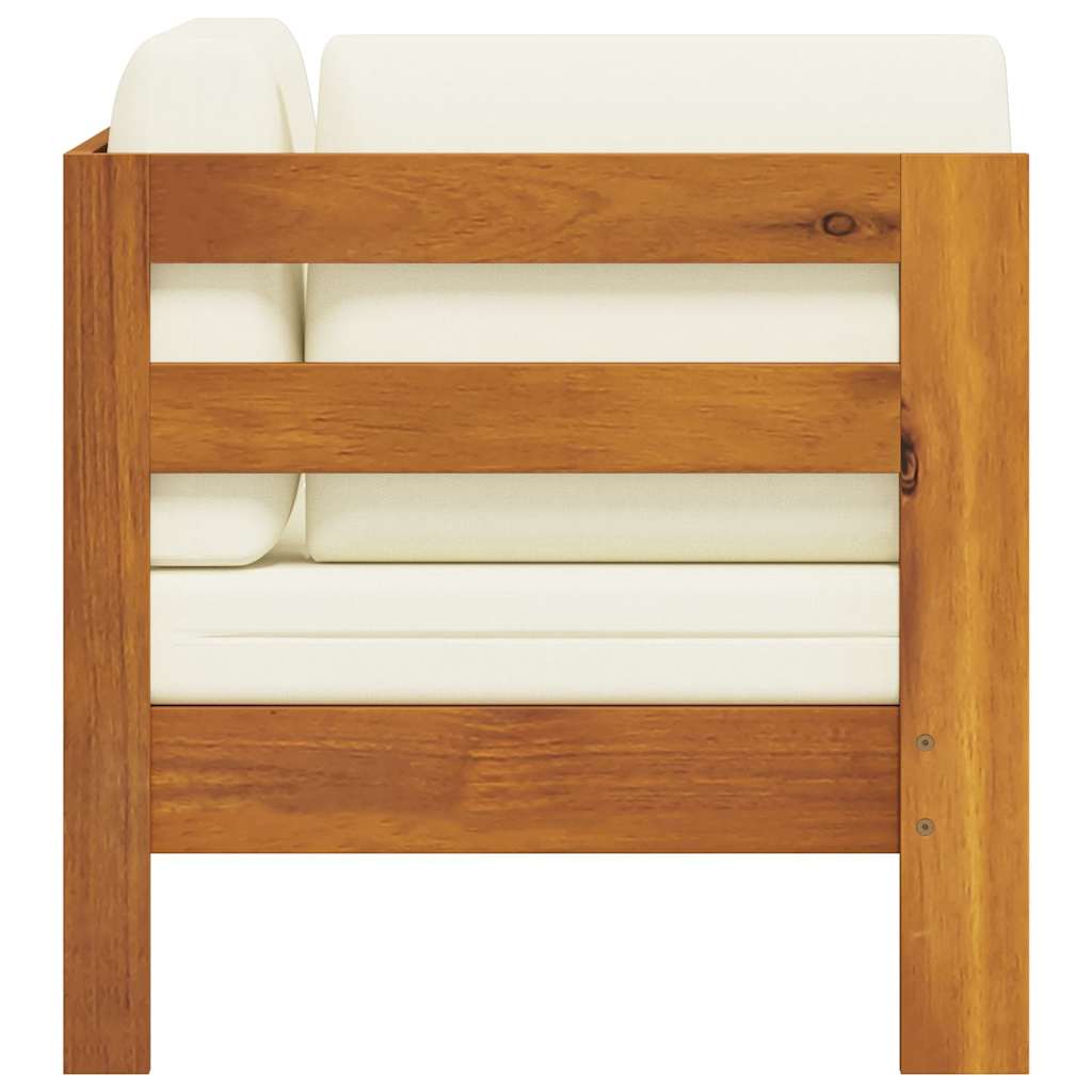 Ecksofa mit Cremeweißen Kissen Massivholz Akazie