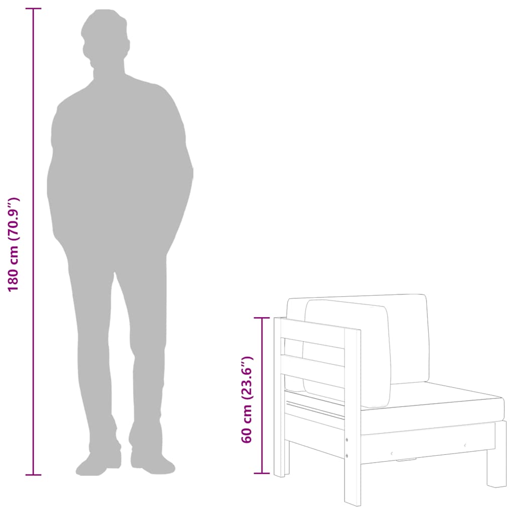 Ecksofa mit Cremeweißen Kissen Massivholz Akazie