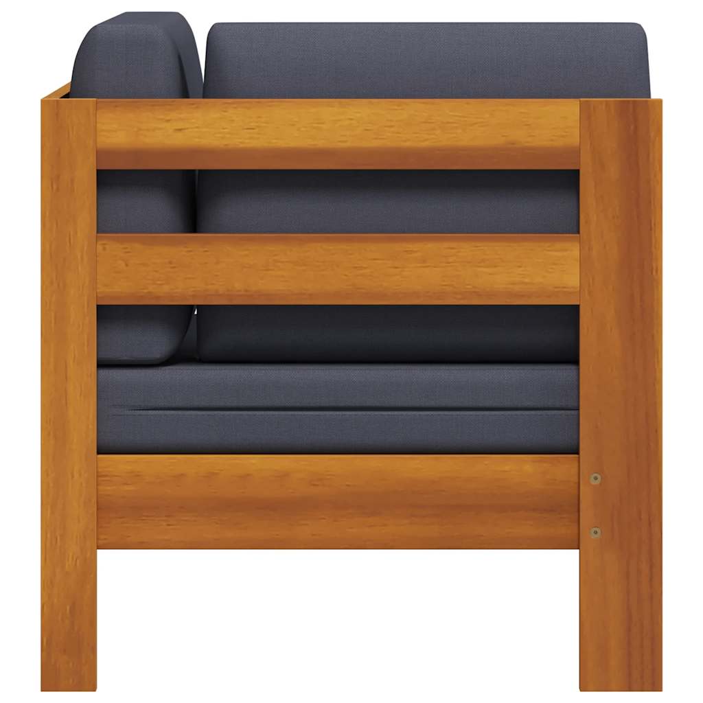 Ecksofa mit Dunkelgrauen Kissen Massivholz Akazie