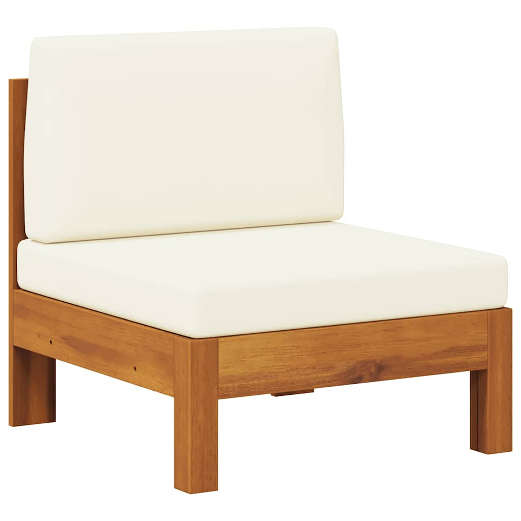 Mittelsofa mit Cremeweißen Kissen Massivholz Akazie