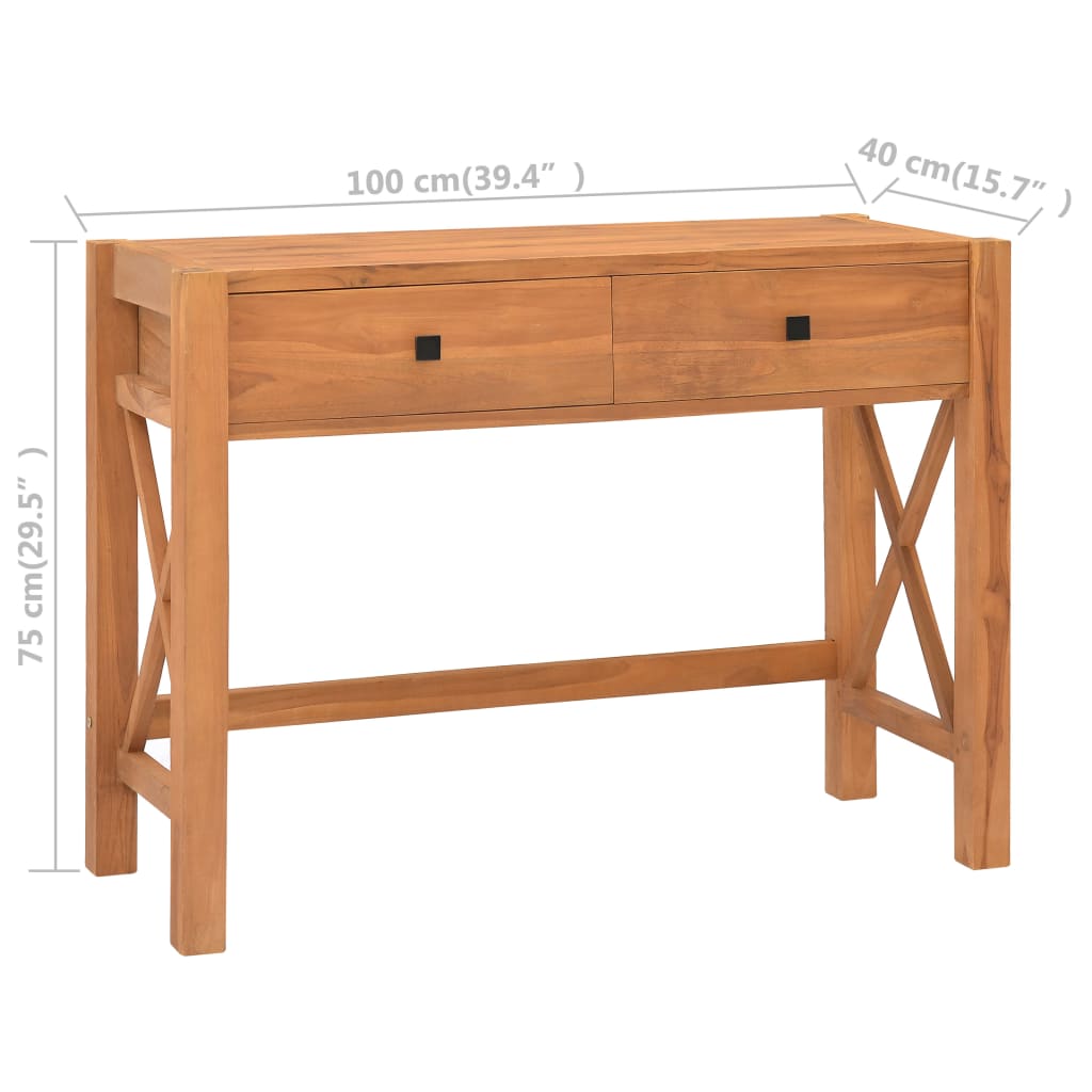 Schreibtisch mit 2 Schubladen 100x40x75 cm Teakholz