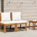 Modular-Mittelsofa mit Cremeweißen Kissen Akazie Massivholz