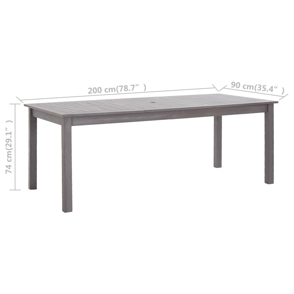 Gartentisch Grau 200x90x74 cm Akazie Massivholz