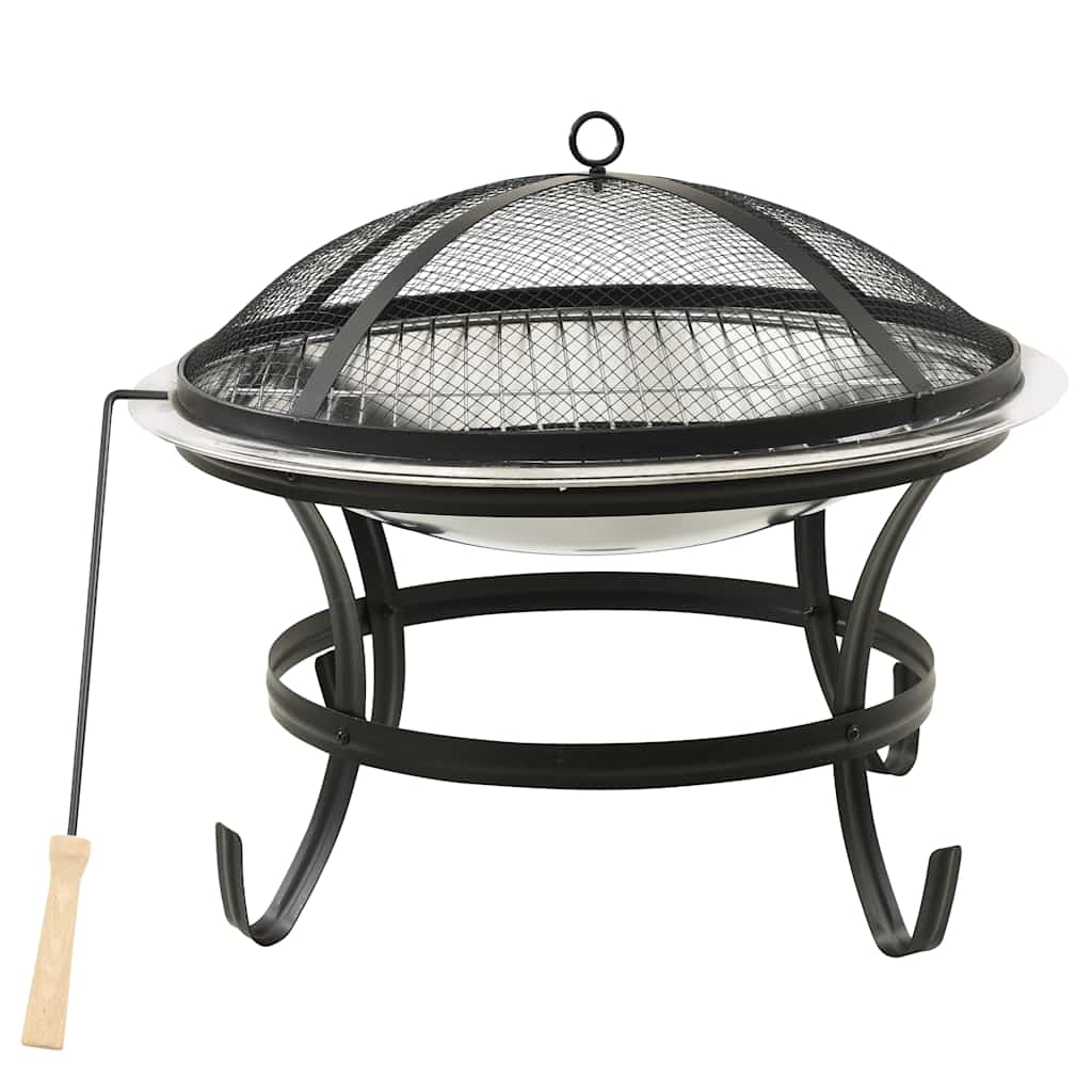 2in1 Feuerschale und Grill mit Schürhaken 56x56x49 cm Edelstahl