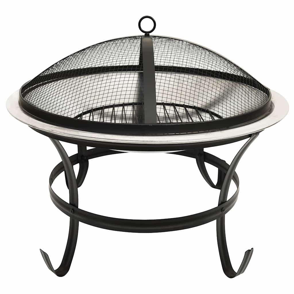 2in1 Feuerschale und Grill mit Schürhaken 56x56x49 cm Edelstahl