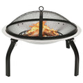 2in1 Feuerschale und Grill mit Schürhaken 56x56x49 cm Edelstahl