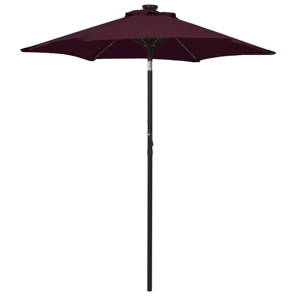 Sonnenschirm mit LED-Beleuchtung Bordeauxrot 200x211 cm Alu