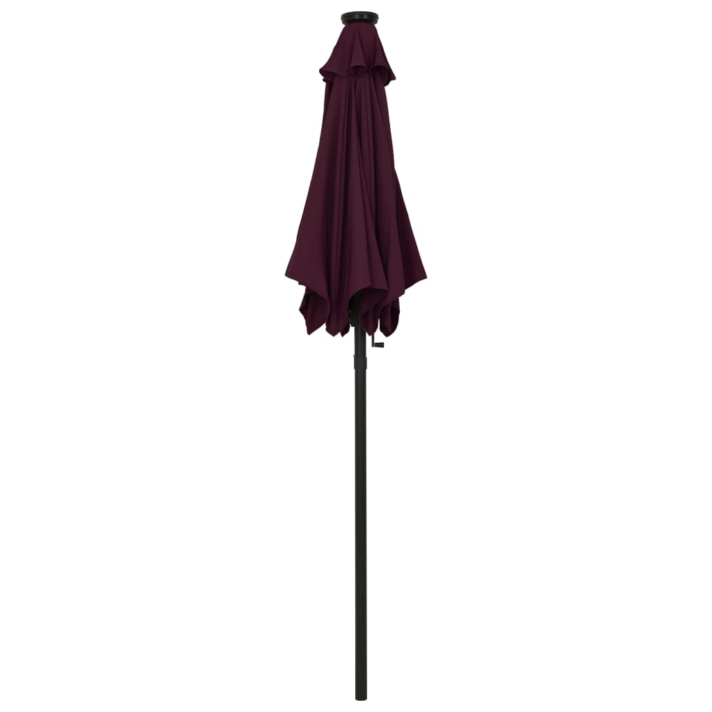 Sonnenschirm mit LED-Beleuchtung Bordeauxrot 200x211 cm Alu