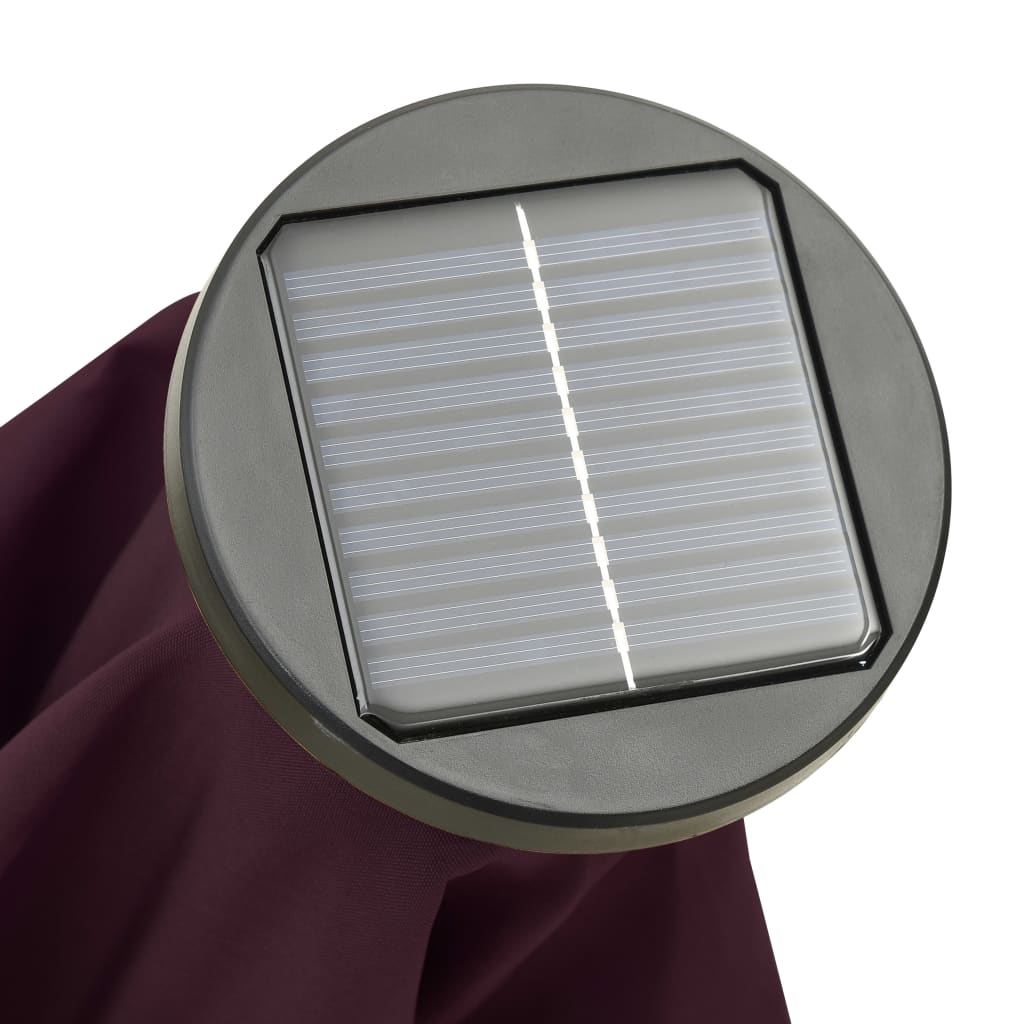 Sonnenschirm mit LED-Beleuchtung Bordeauxrot 200x211 cm Alu