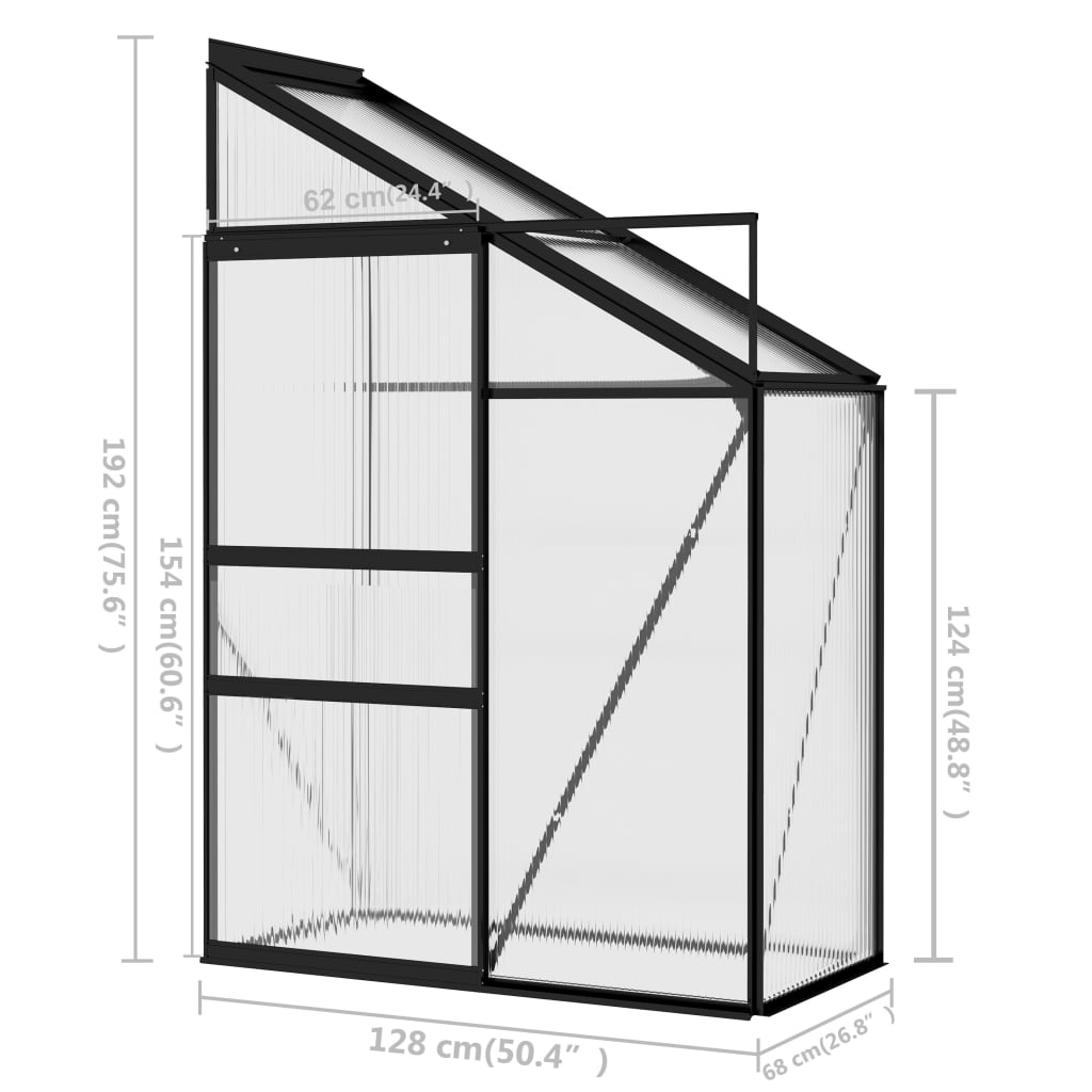 Gewächshaus Anthrazit Aluminium 1,38 m³
