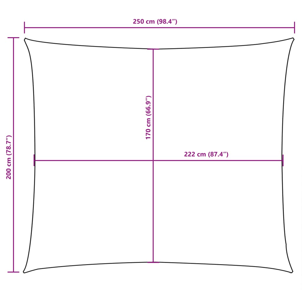 Sonnensegel Oxford-Gewebe Rechteckig 2x2,5 m Schwarz
