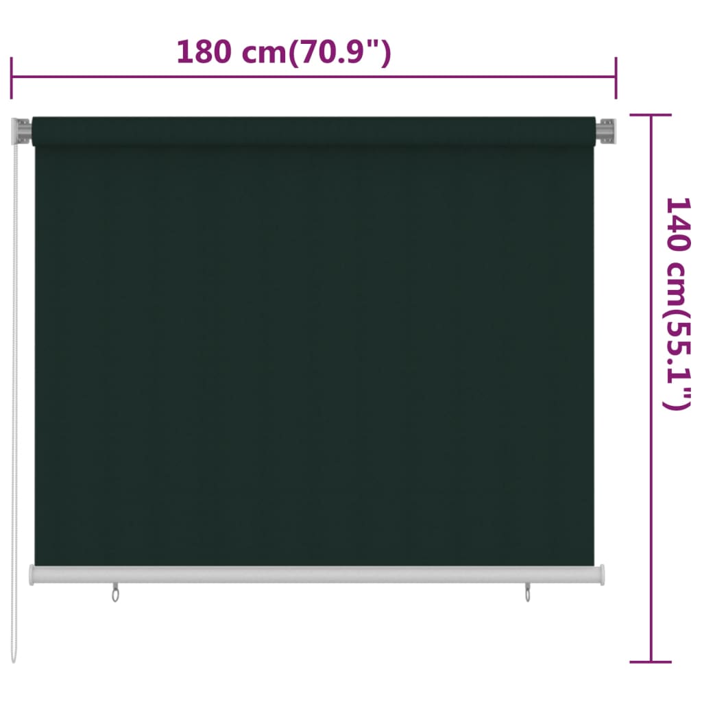 Außenrollo 180x140 cm Dunkelgrün HDPE