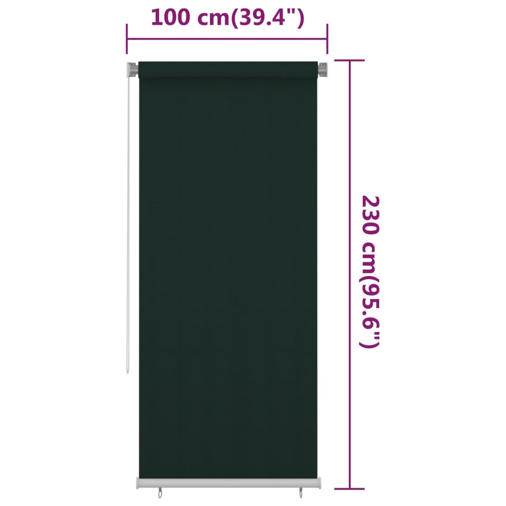Außenrollo 100x230 cm Dunkelgrün HDPE