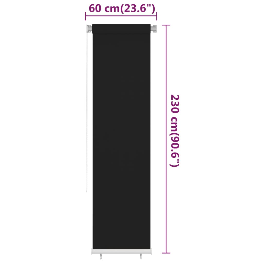 Außenrollo 60x230 cm Schwarz HDPE