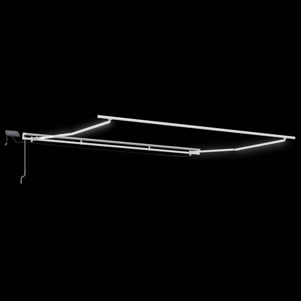 Markisenrahmen mit LED-Lichtleisten Weiß 450 x 350 cm Aluminium