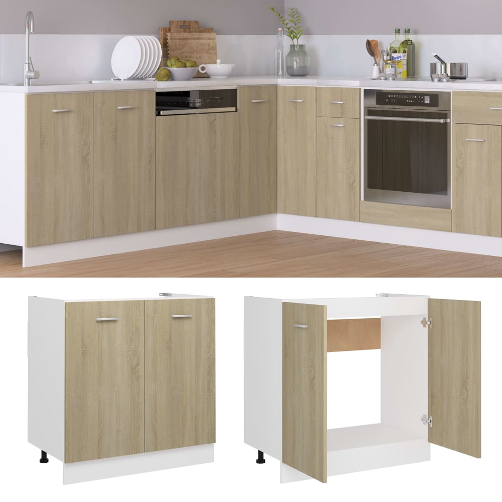 Spülenunterschrank Sonoma-Eiche 80x46x81,5 cm Holzwerkstoff