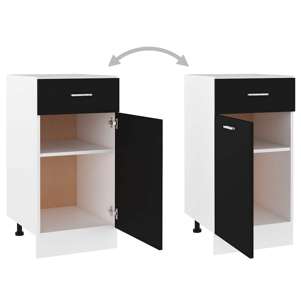 Schubunterschrank Lyon Schwarz 40x46x81,5 cm Holzwerkstoff