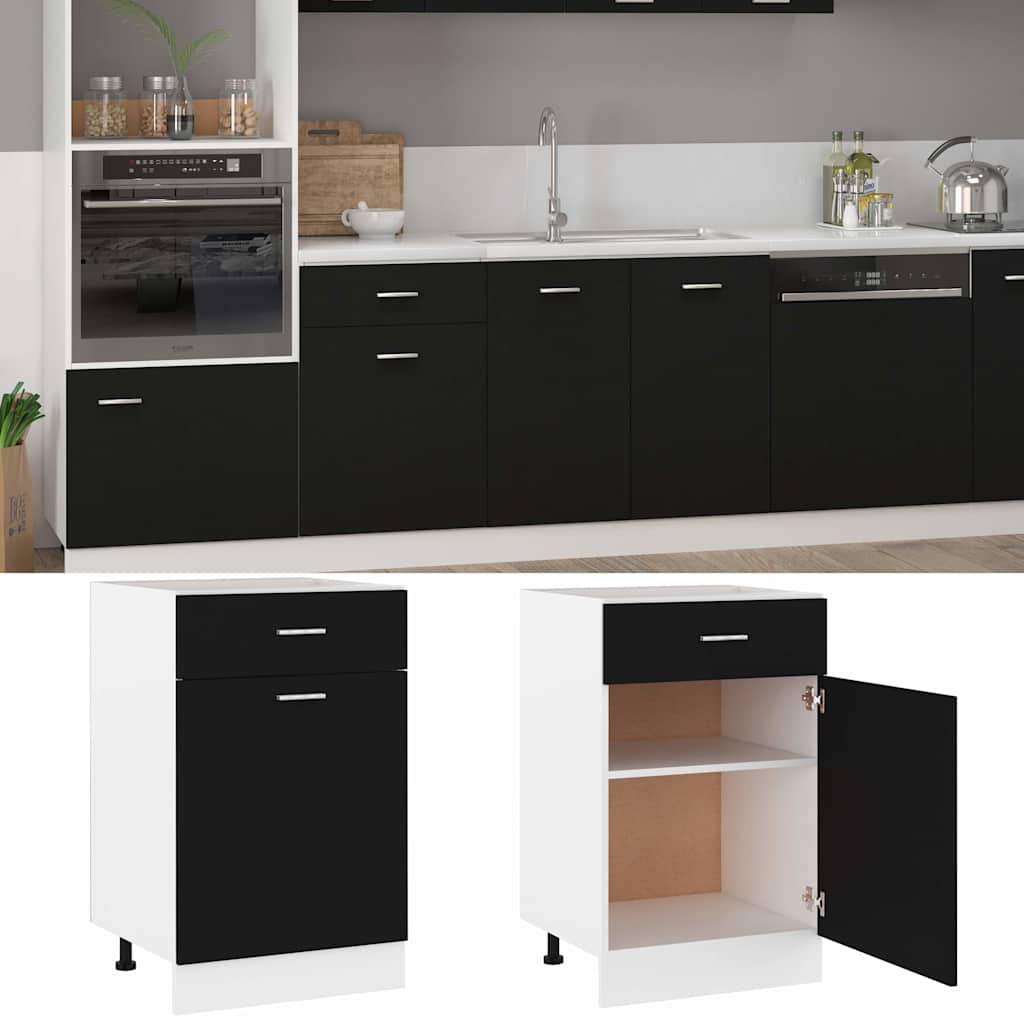 Schubunterschrank Lyon Schwarz 50x46x81,5 cm Holzwerkstoff