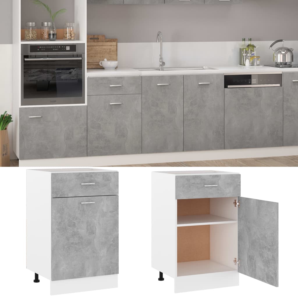 Schubunterschrank Lyon Betongrau 50x46x81,5 cm Holzwerkstoff