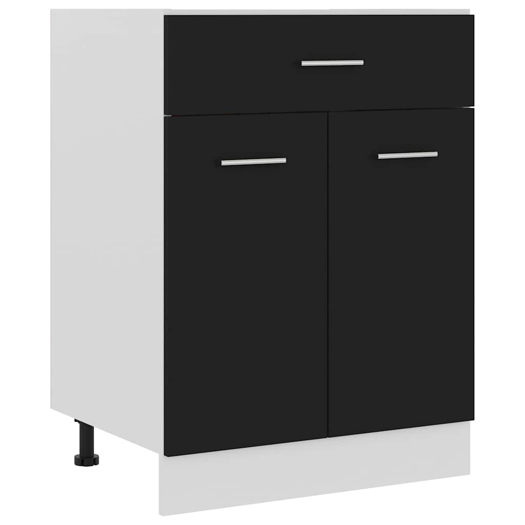 Schubunterschrank Lyon Schwarz 60x46x81,5 cm Holzwerkstoff