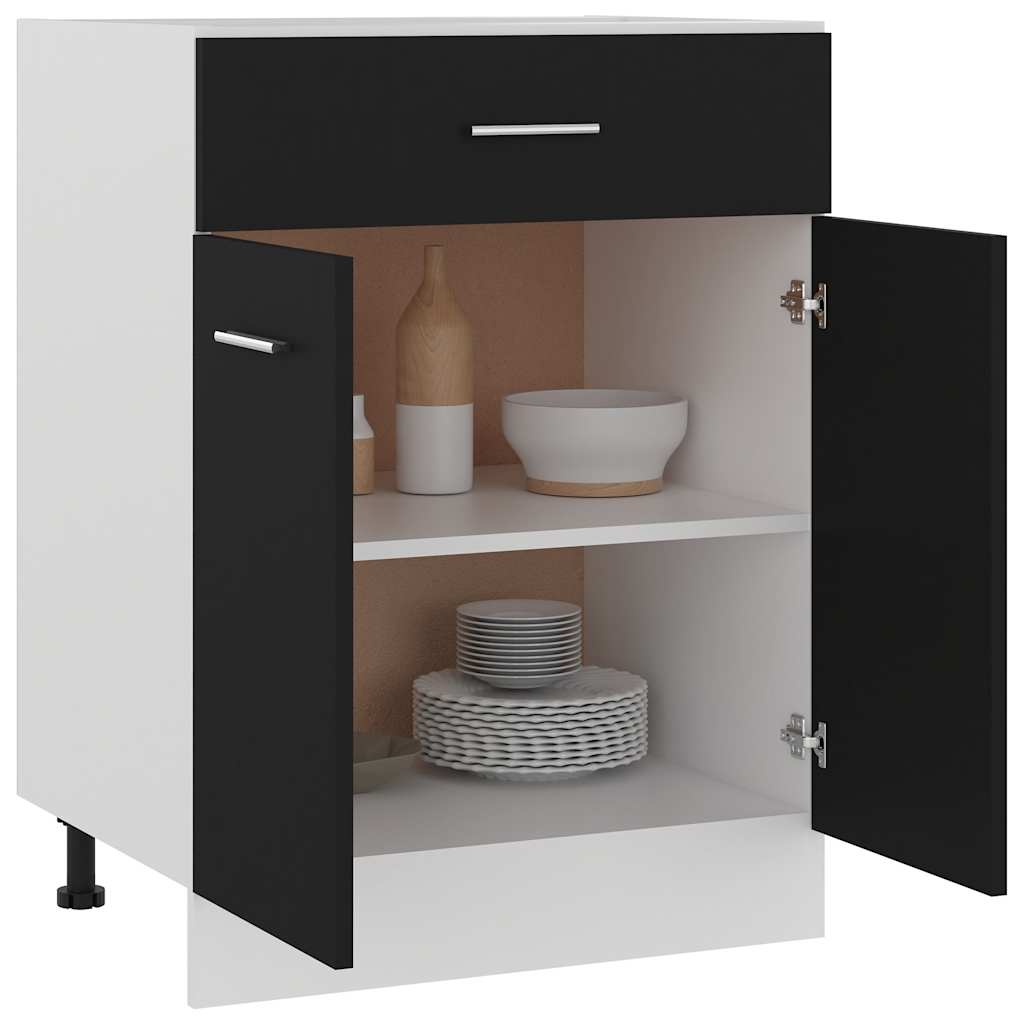 Schubunterschrank Lyon Schwarz 60x46x81,5 cm Holzwerkstoff