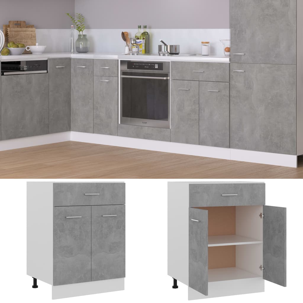 Schubunterschrank Betongrau 60x46x81,5 cm Holzwerkstoff
