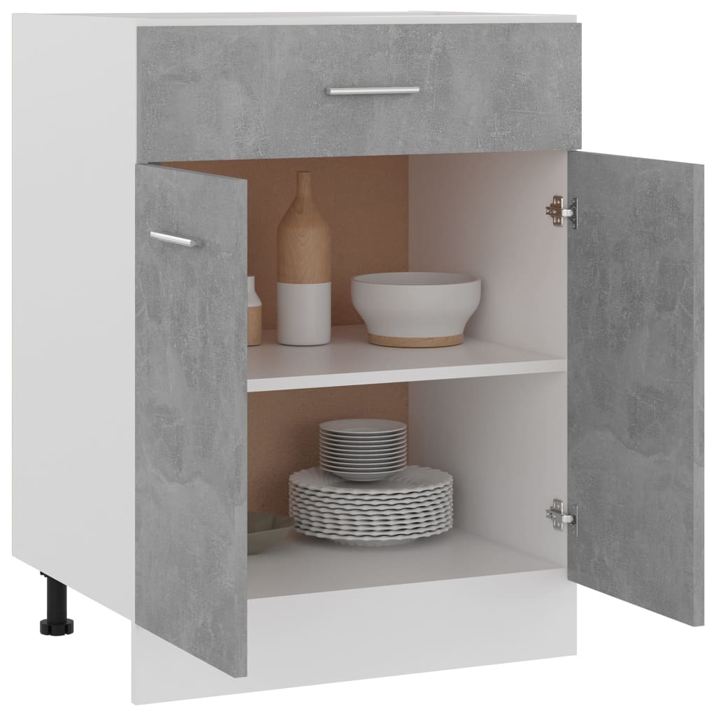 Schubunterschrank Betongrau 60x46x81,5 cm Holzwerkstoff