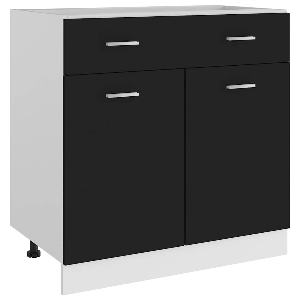 Schubunterschrank Lyon Schwarz 80x46x81,5 cm Holzwerkstoff